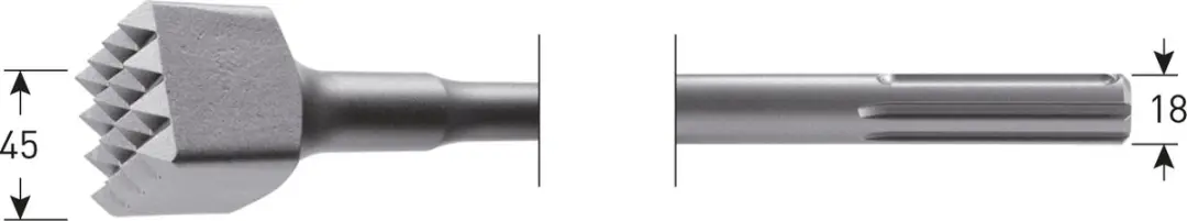 Rotec SDS-Max Bouchardeerbeitel 45x45mm 16T