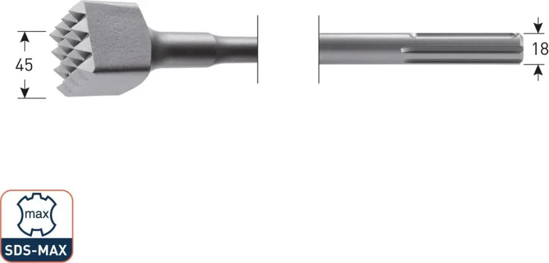 Rotec SDS-Max Bouchardeerbeitel 45x45mm 16T - 215.1080