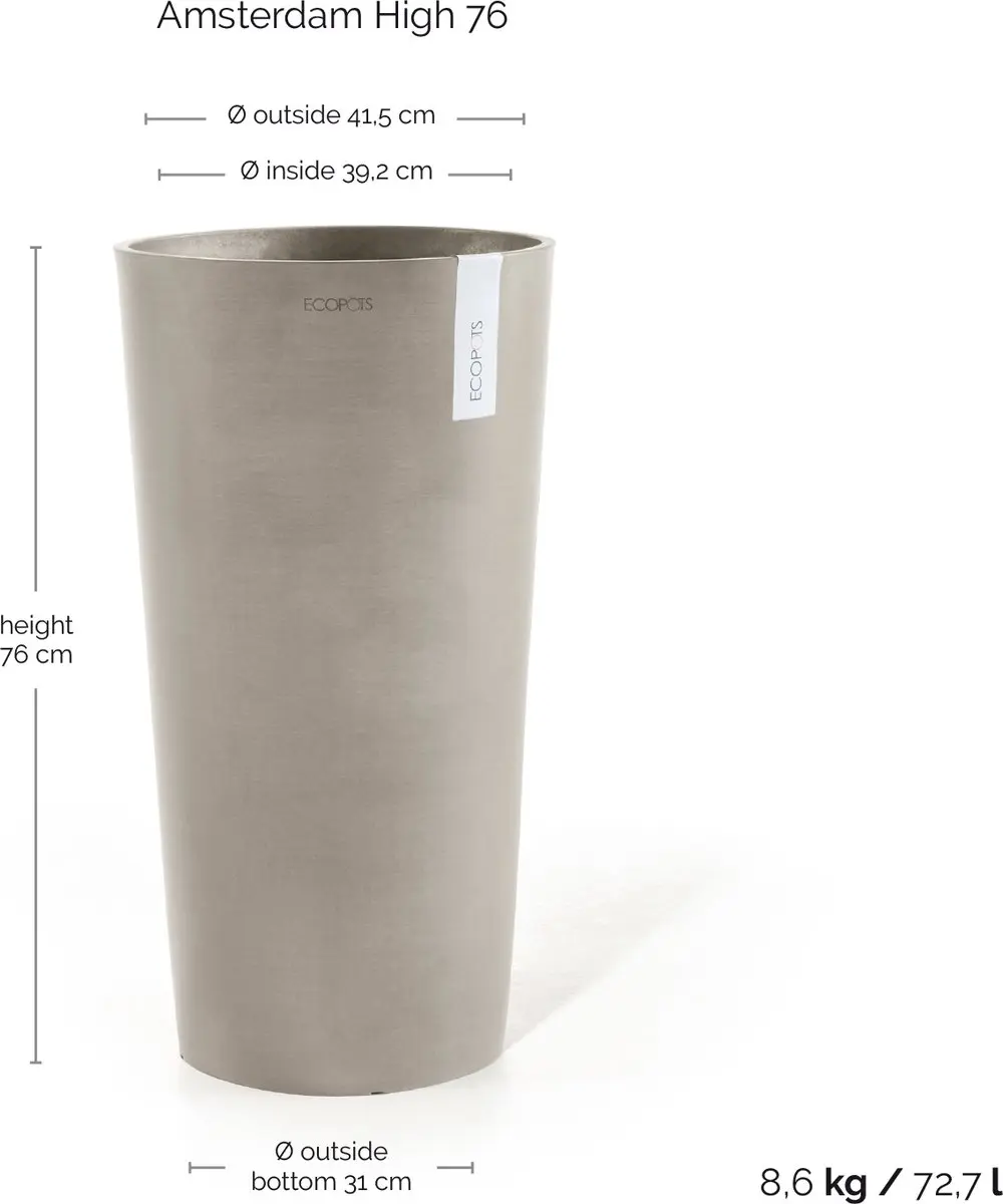 Ecopots Amsterdam High Taupe Bloempot Ø41,5cm x H76,8cm