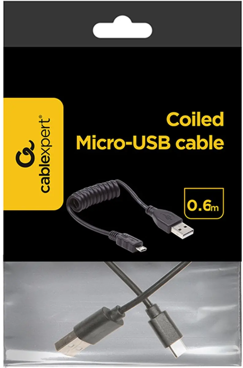 Cablexpert USB A naar Micro-B Kabel 0,6m - Zwart