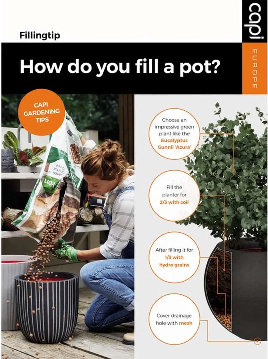 Capi Europe Groove NL Bloempot 47L - Antraciet - afbeelding 6 van 6