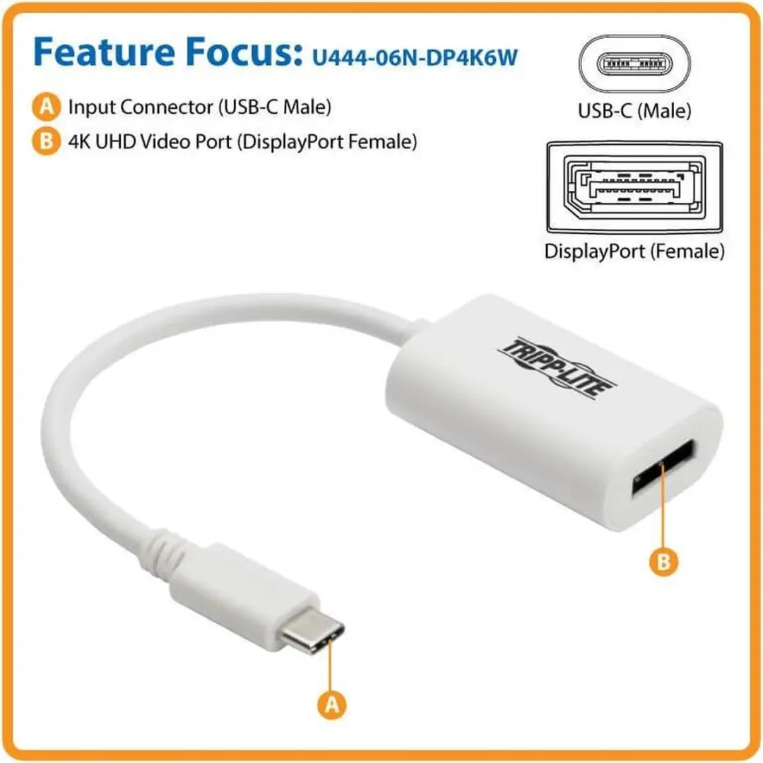 Tripp Lite U444-06N-DP4K6W USB-C naar DisplayPort Kabel - 0,15m - Wit
