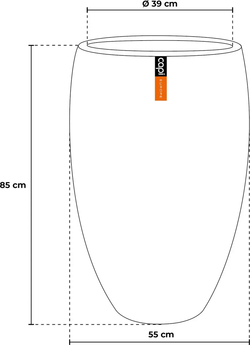 Capi Europe KBLR1132 Vaas - 55x85cm - Zwart