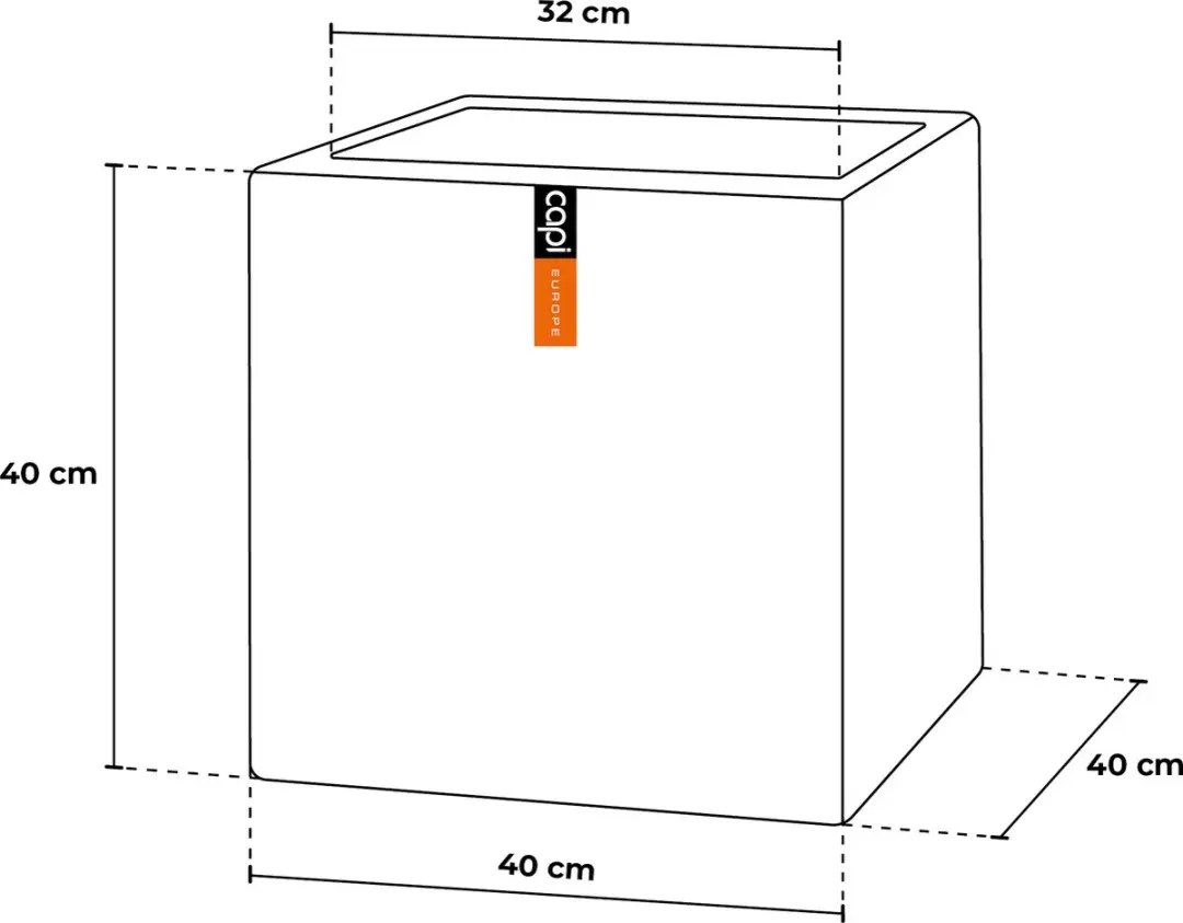 Capi Europe Bloempot Vierkant Rib NL KOFZ903 - 52L - Antraciet