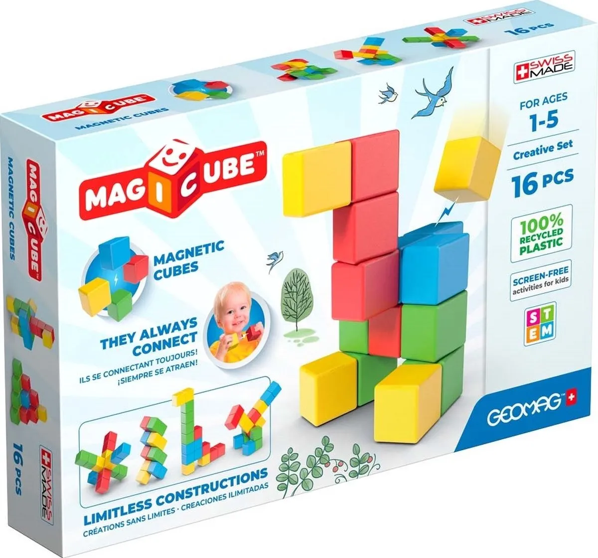 Geomag MagiCube Bouwset 16 Stuks - Multikleur