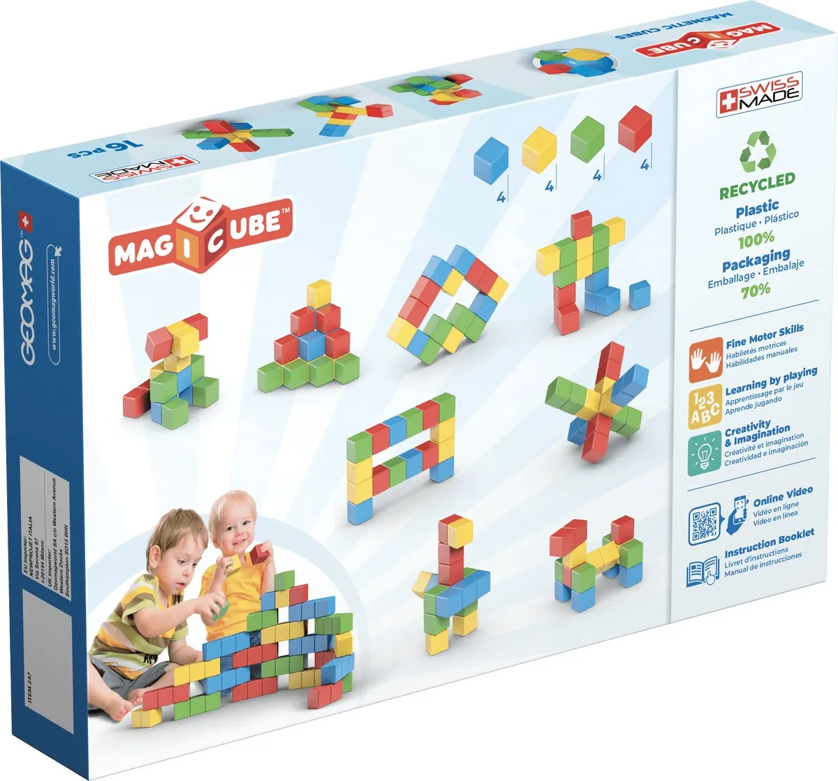 Geomag MagiCube Bouwset 16 Stuks - Multikleur