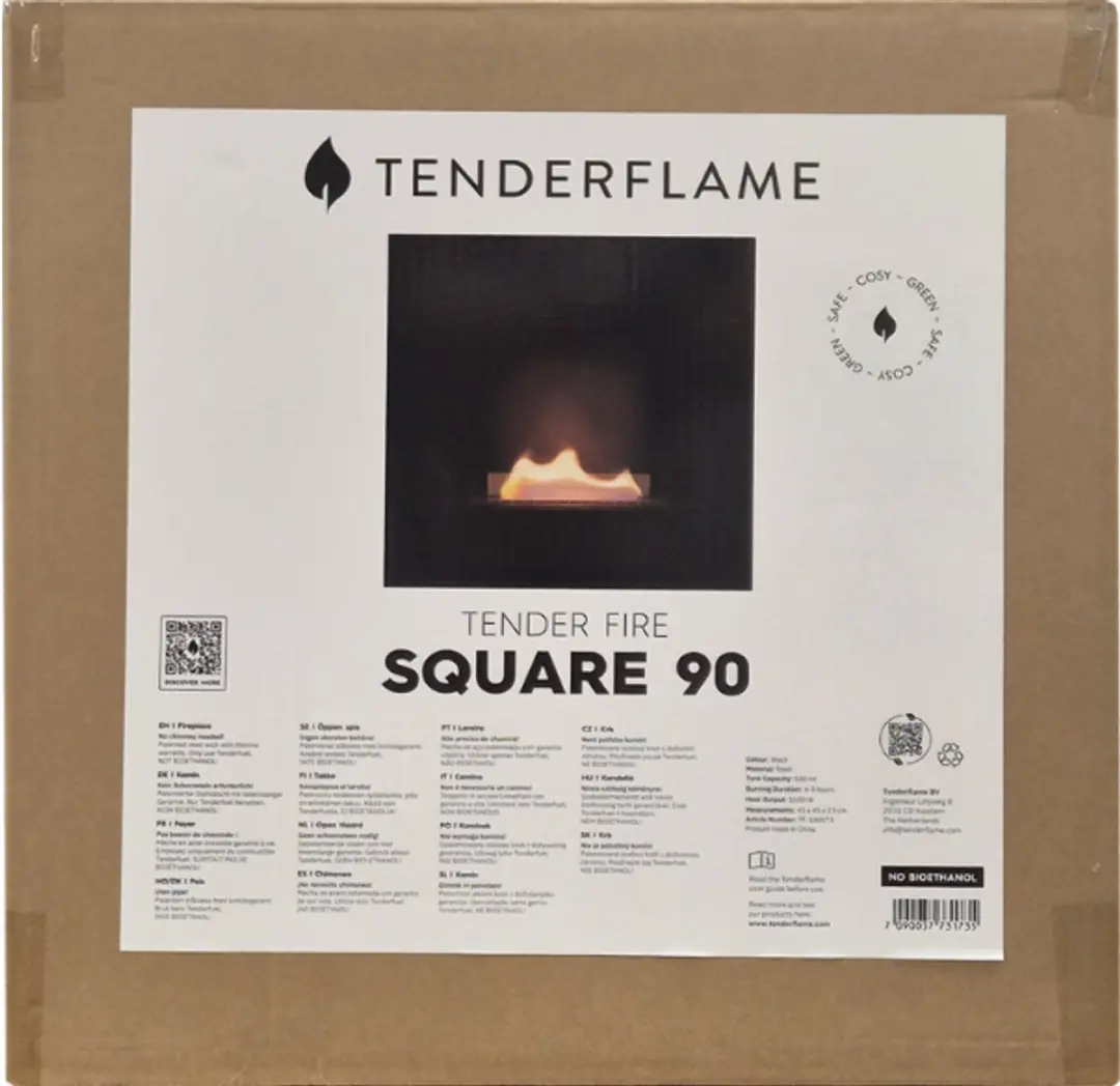 Tenderflame Square 90 Design Sfeerhaard - 1100W - Schwarz - afbeelding 6 van 6