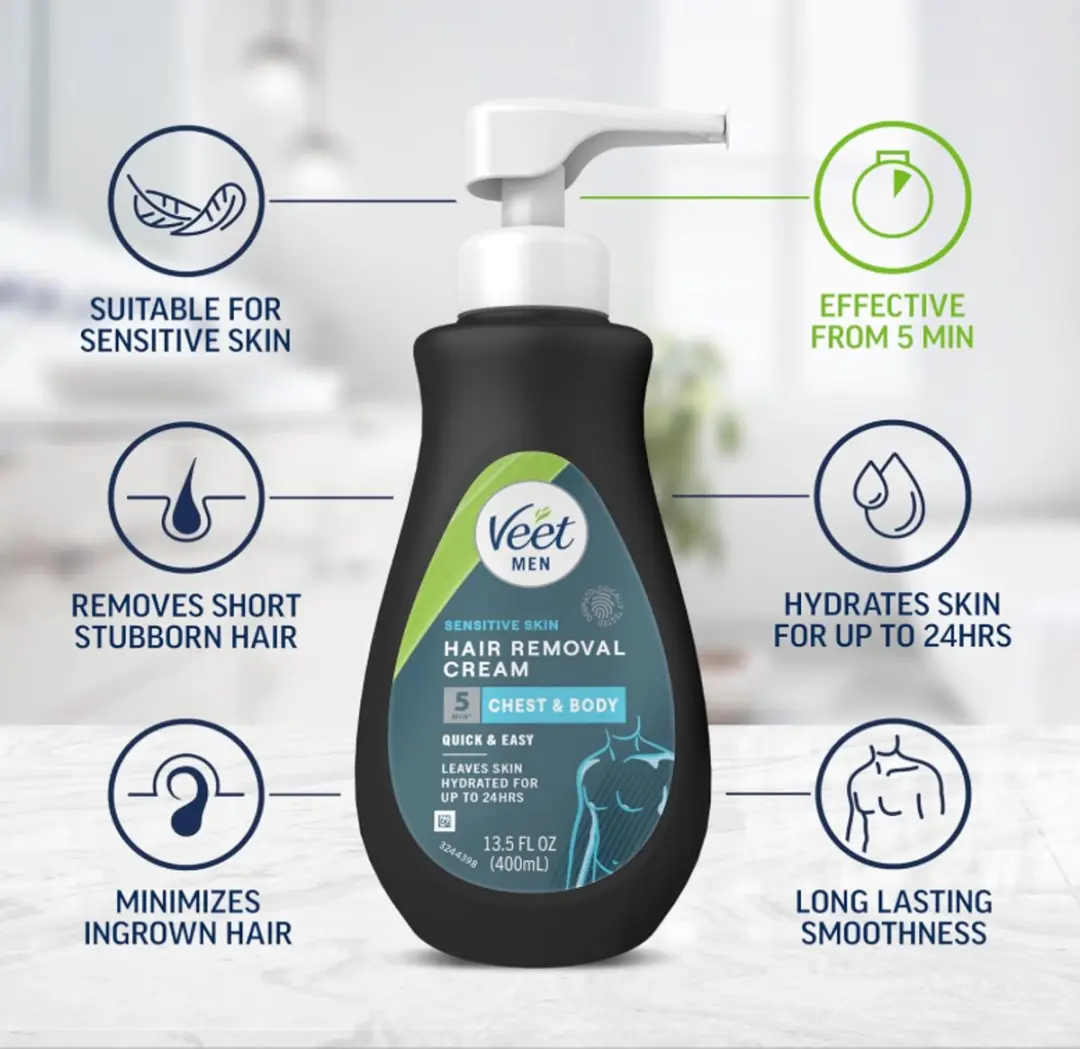 Veet Ontharingscrème Gevoelige Huid 400ml - Lichaam/Borst/Rug