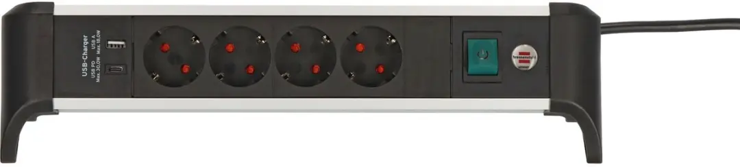 Brennenstuhl Alu-Office-Line USB Stekkerdoos 4x 3600W