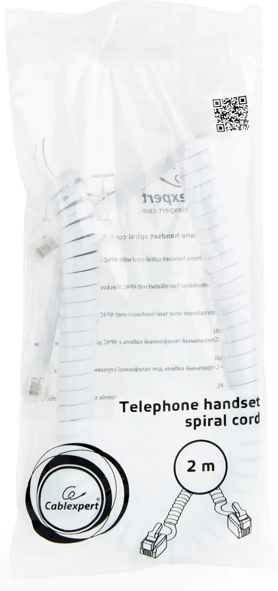 Cablexpert RJ10 Telecom Crossover Spiraalkabel 2m - Wit