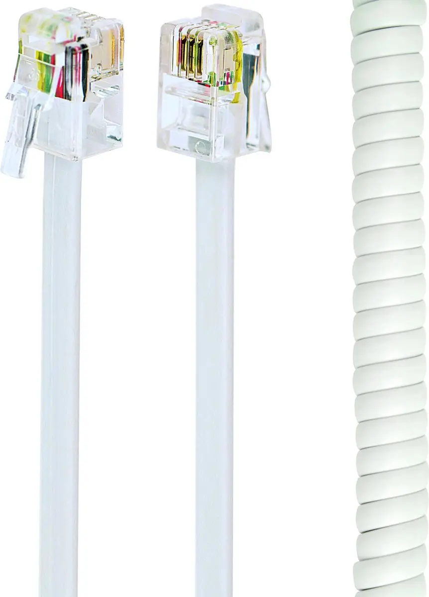 Cablexpert RJ10 Telecom Crossover Spiraalkabel 2m - Wit