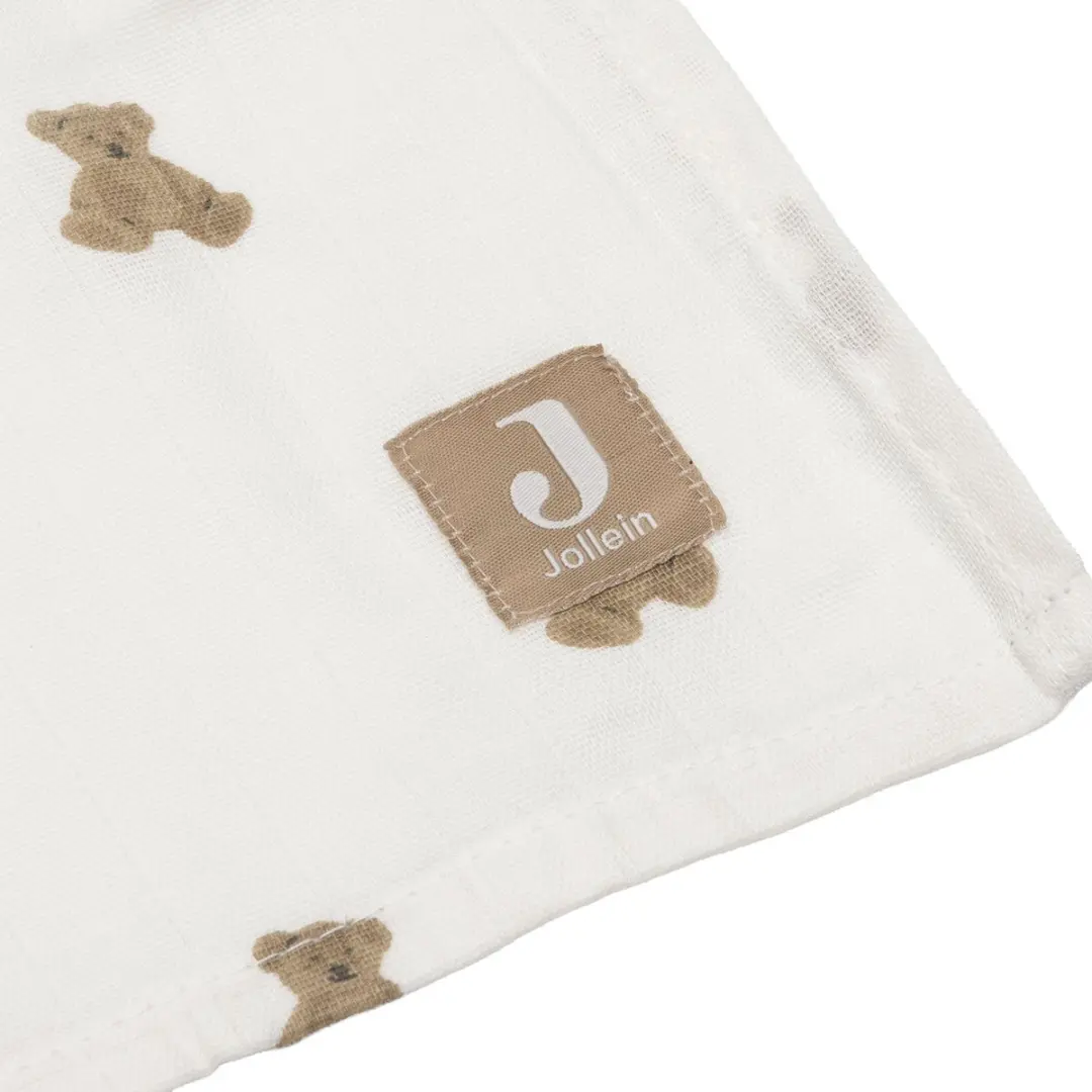 Jollein Hydrofiele Doek Large 115x115cm Mini Teddy Bear - 2 Stuks