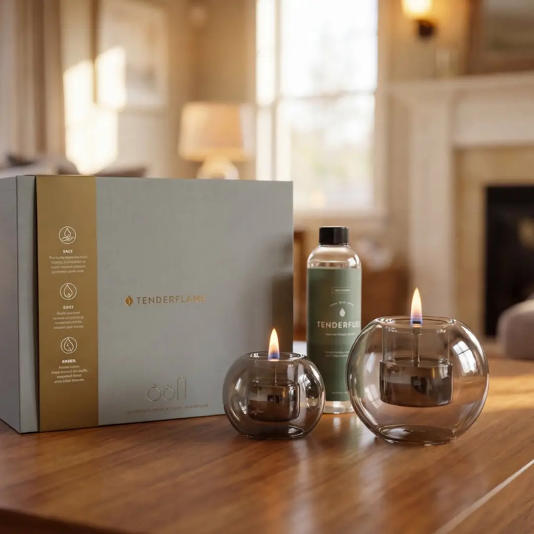 Globus Giftset Tenderflame Bio-Ethanol Tafelhaard - Grau