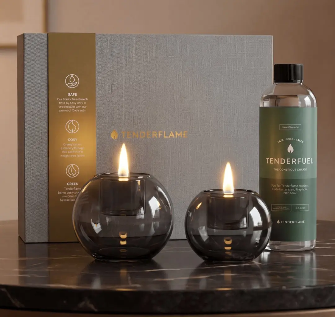 Globus Giftset Tenderflame Bio-Ethanol Tafelhaard - Grau