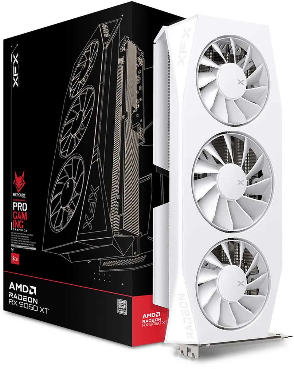 XFX Mercury Radeon RX 9060 XT OC RX-96TMERCW9 - 16GB GDDR6 - Wit