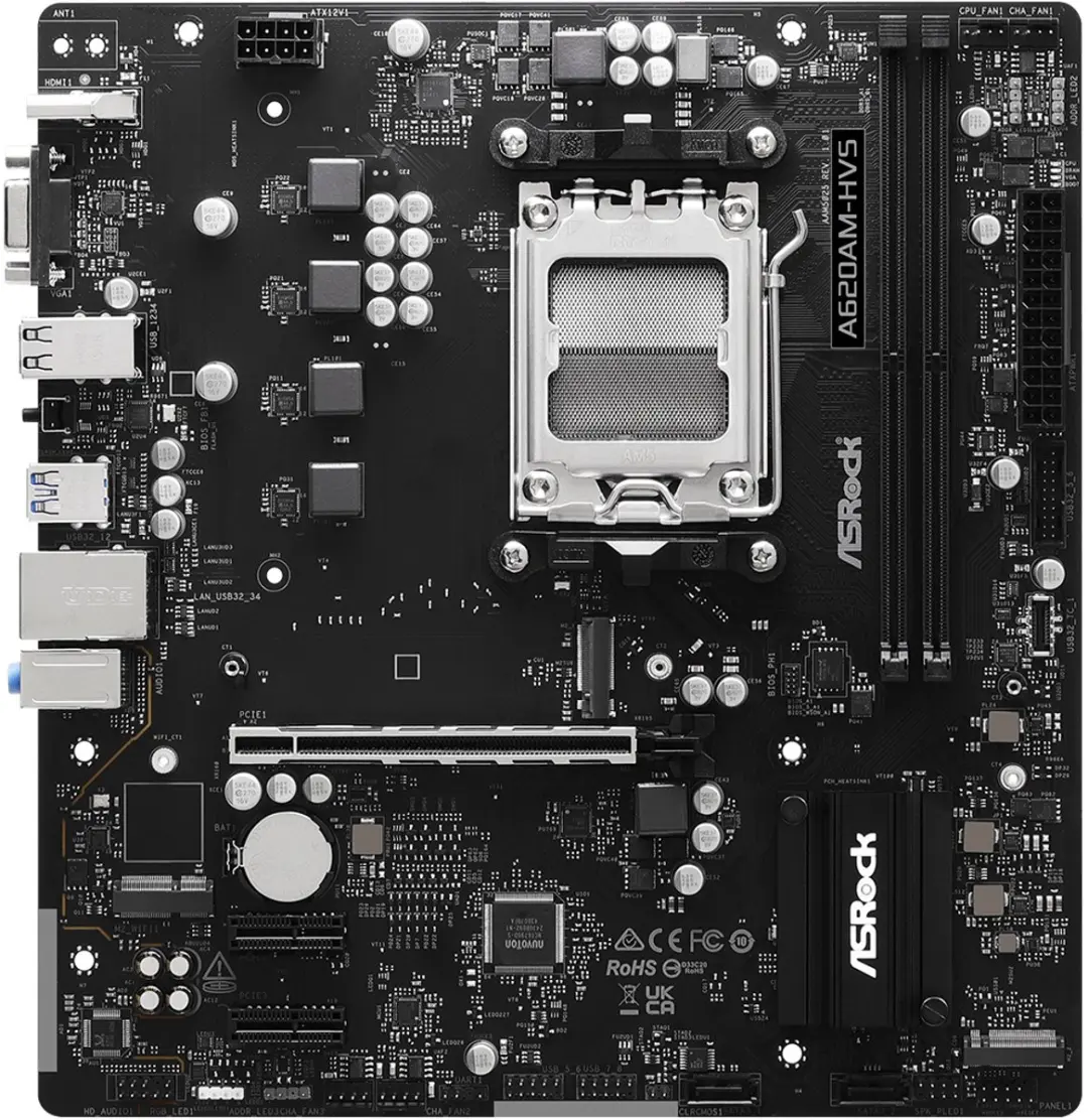 ASRock A620AM-HVS Moederbord - AM5 - DDR5 - Micro-ATX