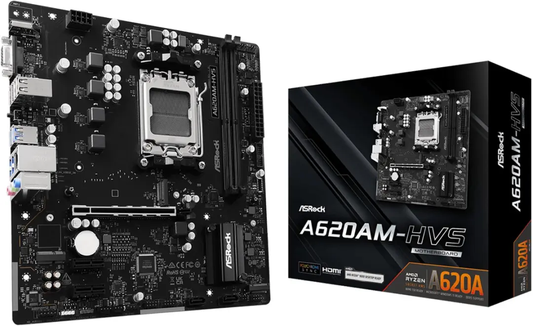 ASRock A620AM-HVS Moederbord - AM5 - DDR5 - Micro-ATX