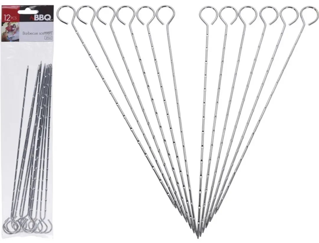 Barbecue Spiesen 8x Metaal 27,5cm - Zilver