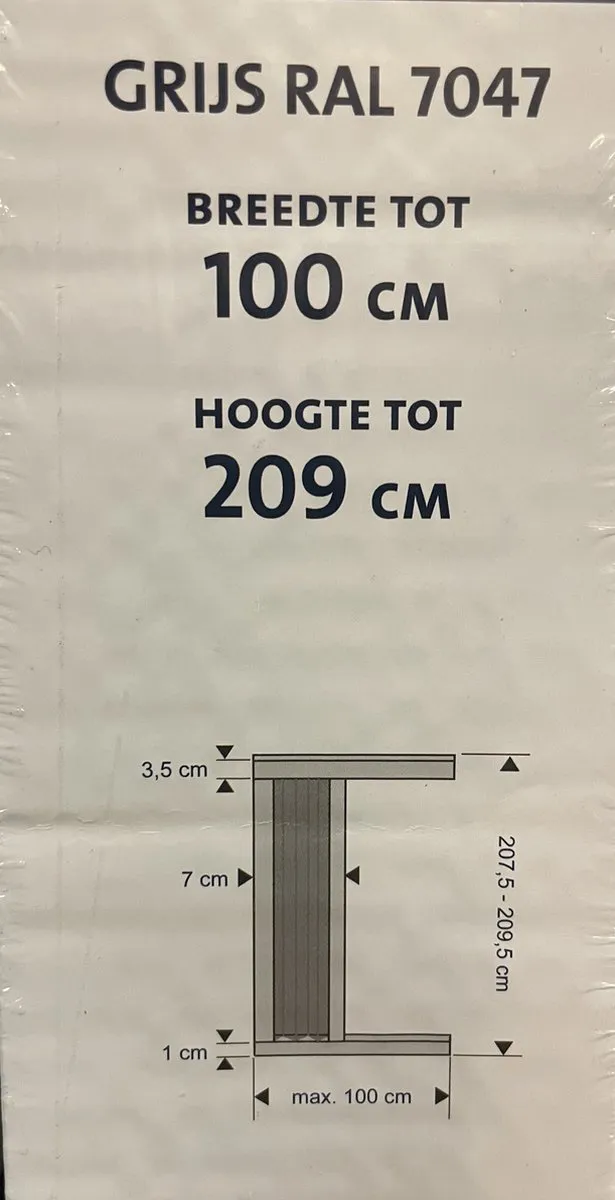 Bruynzeel S500 Plissehor Deur 100x209cm - Lichtgrijs