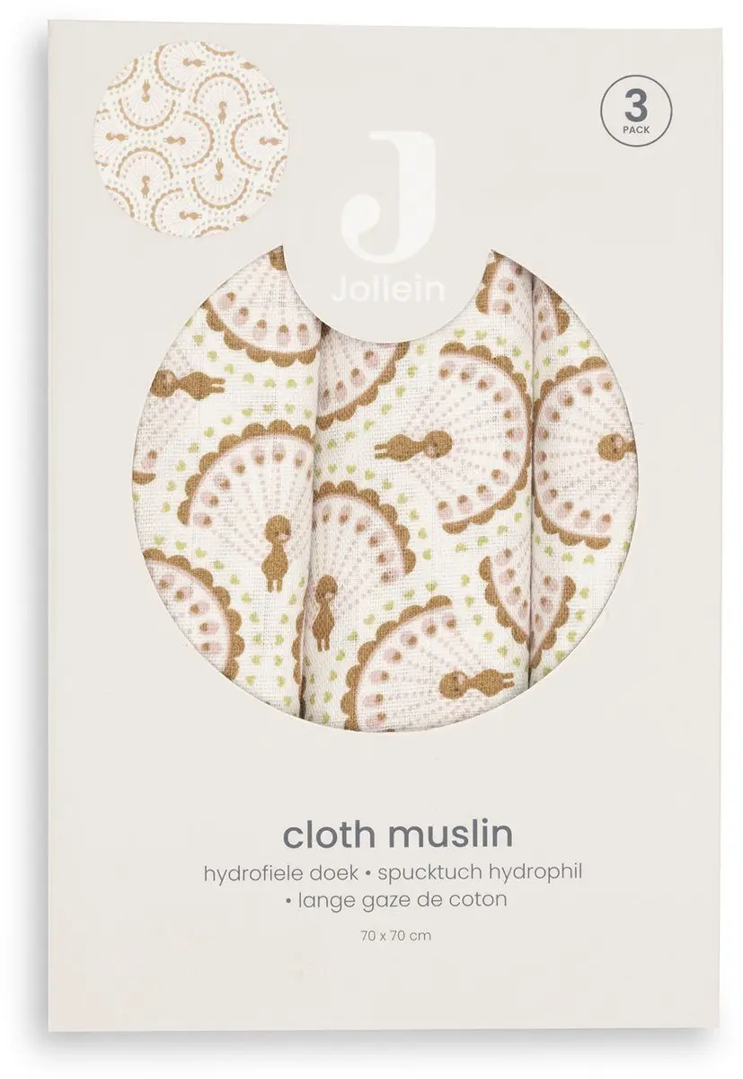 Jollein Hydrofiele Doek Small 70x70cm Soft Plumes - 3 Stuks