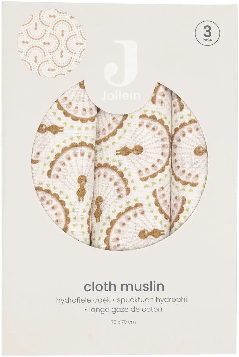 Jollein Hydrofiele Doek Small 70x70cm Soft Plumes - 3 Stuks