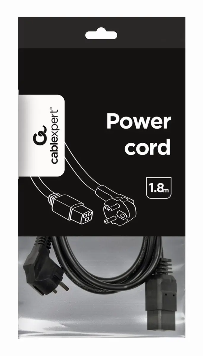 Cablexpert PC-186-C19 Stroomkabel 3x1,50mm - 1,8m - Zwart