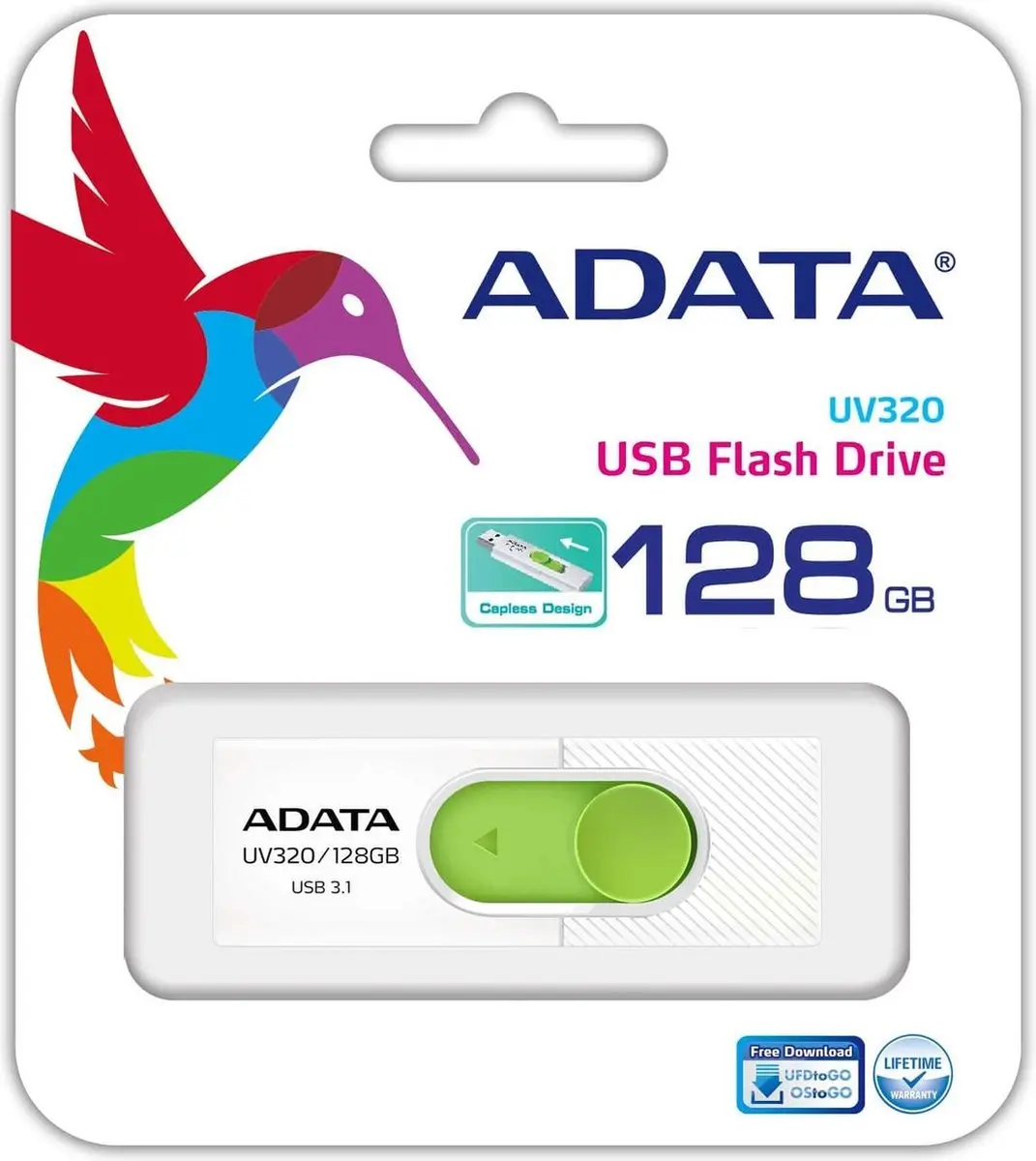 ADATA UV320 USB Stick 128GB - Groen/Wit