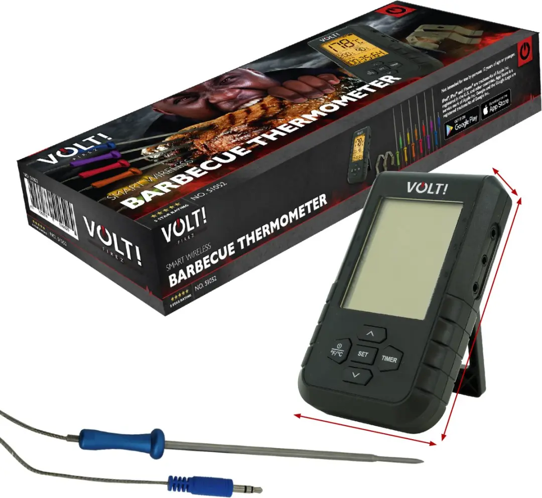 Volt! BBQ Thermometer - 6 Sondes - Bluetooth - Zwart