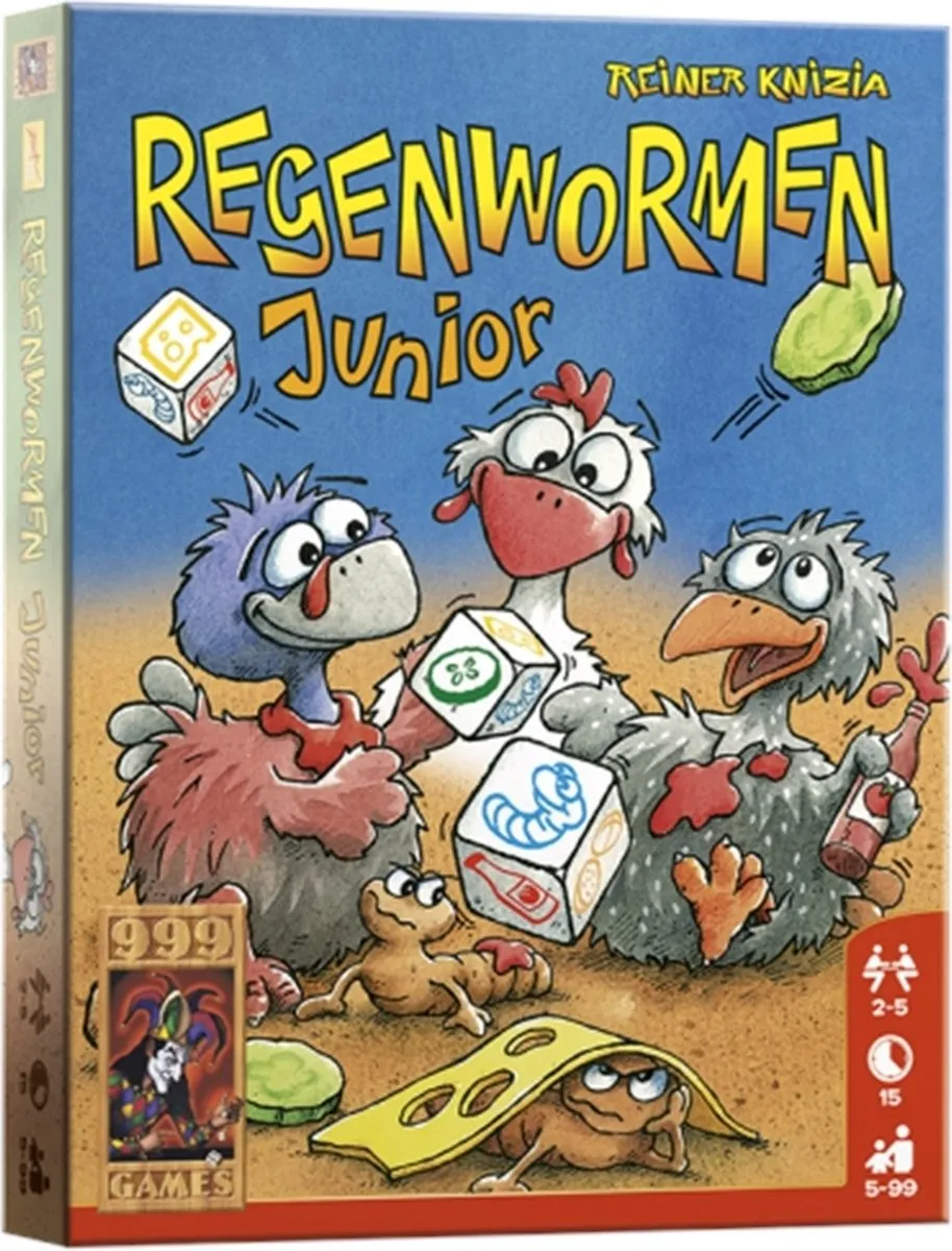 999 Games Regenwormen Junior Dobbelspel 999-RGW07 - 12 Tegels