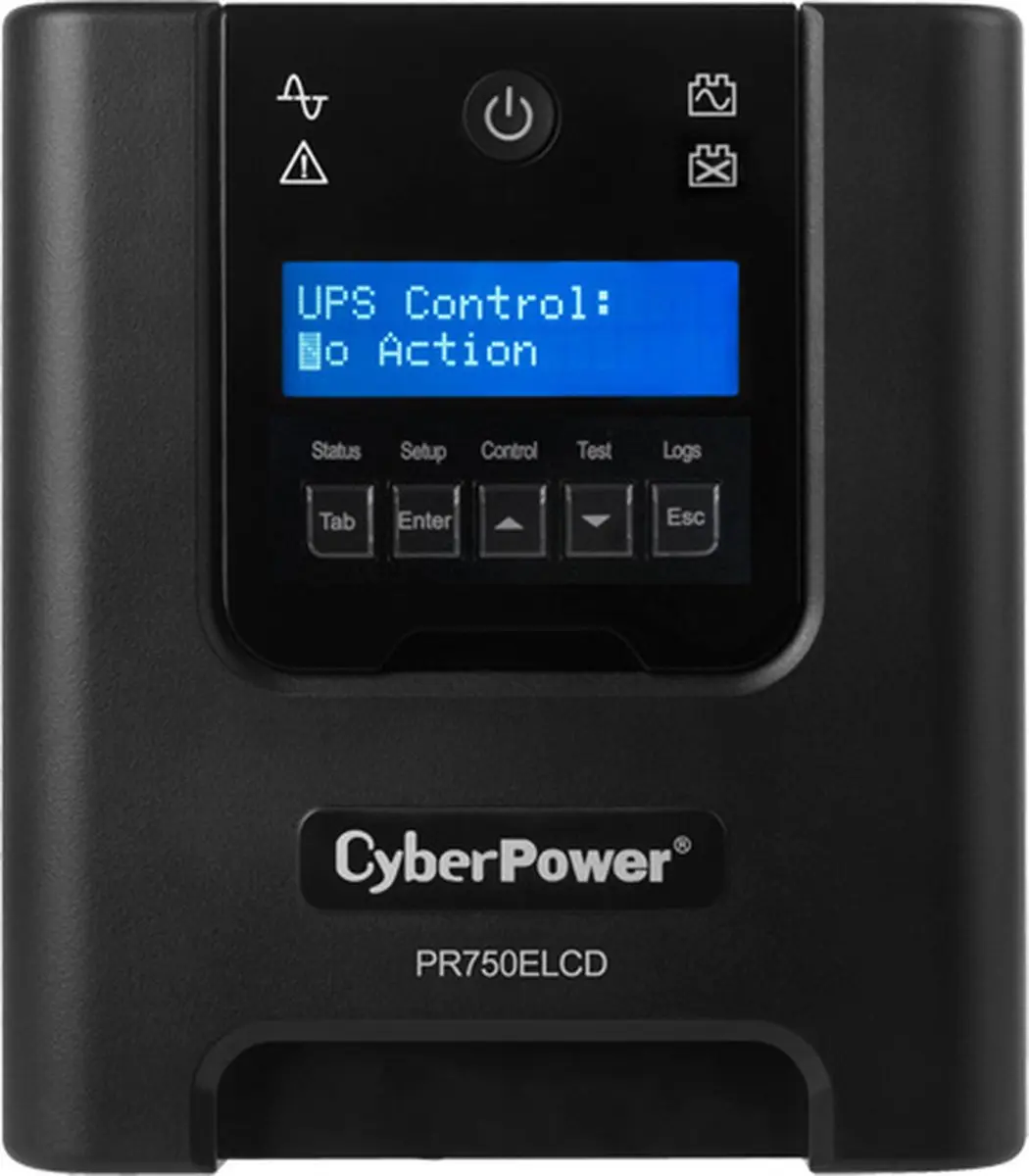 CyberPower PR750ELCDRT1U UPS 1U - 750VA/500W - 6 Stopcontacten - Zwart