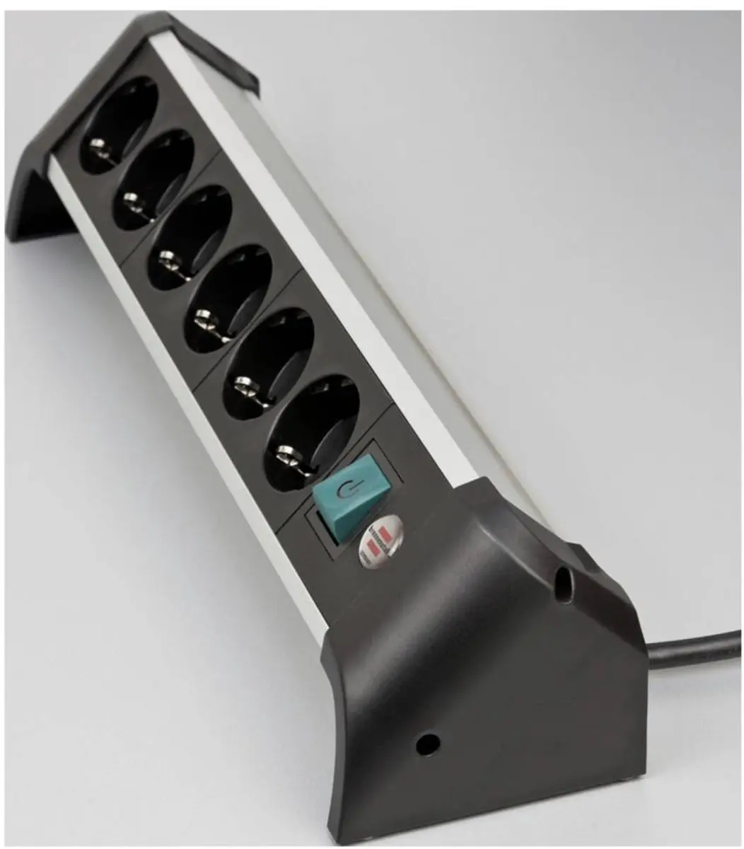 Brennenstuhl Alu-Office-Line 6-voudig 3m 3G1,5 Stekkerdoos - Zilver/Zwart