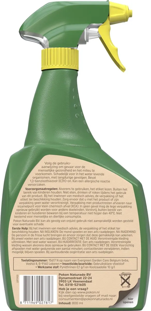 Pokon Bio Tegen Hardnekkige Insecten Spray 800ml