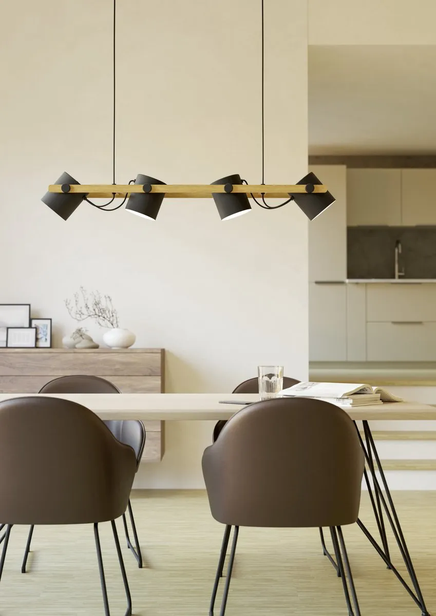 Eglo Hornwood Hanglamp E27 110cm - Zwart/Bruin/Crème - afbeelding 6 van 6