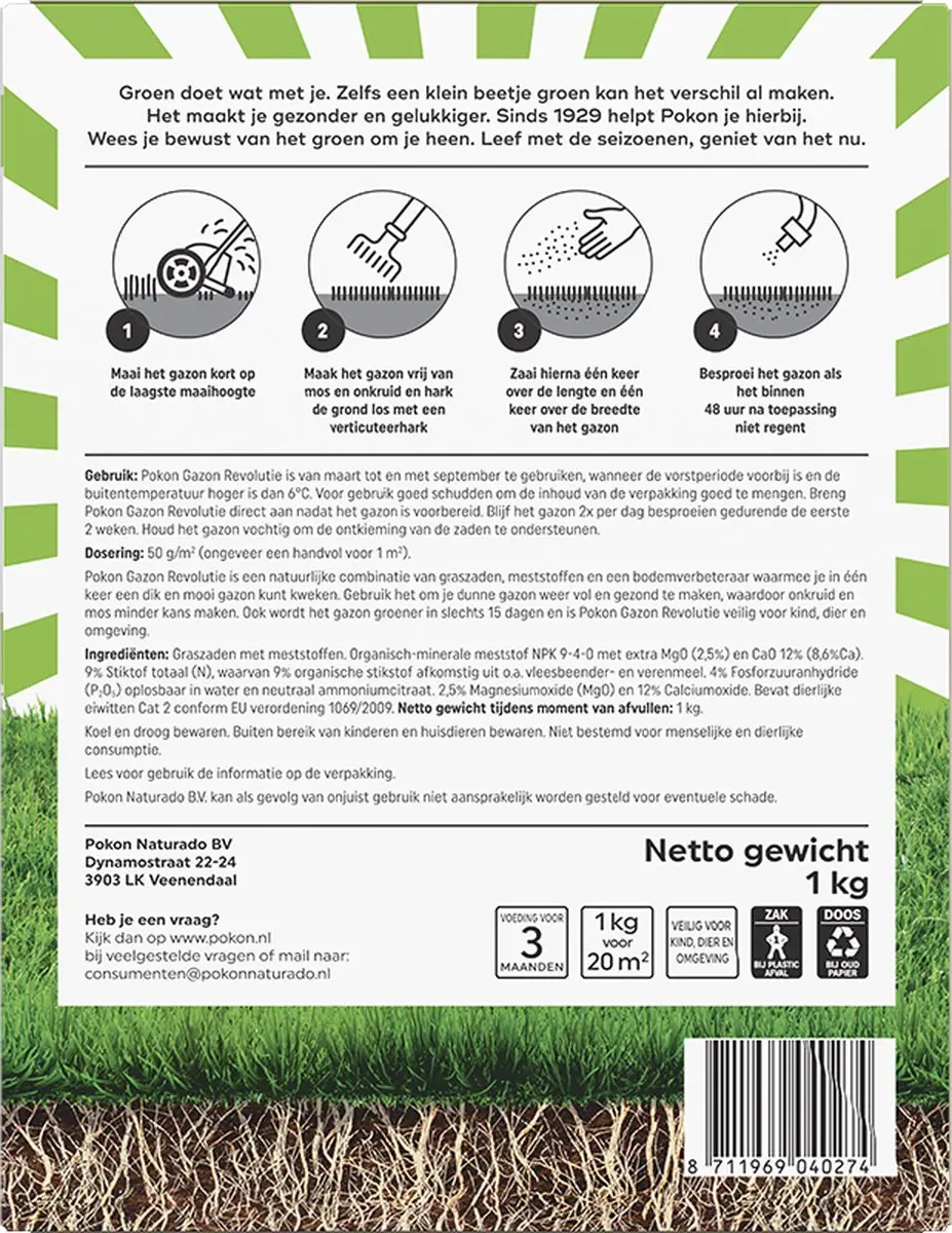 Pokon Gazon Revolutie 1kg Bodemverbeteraar - 20m²