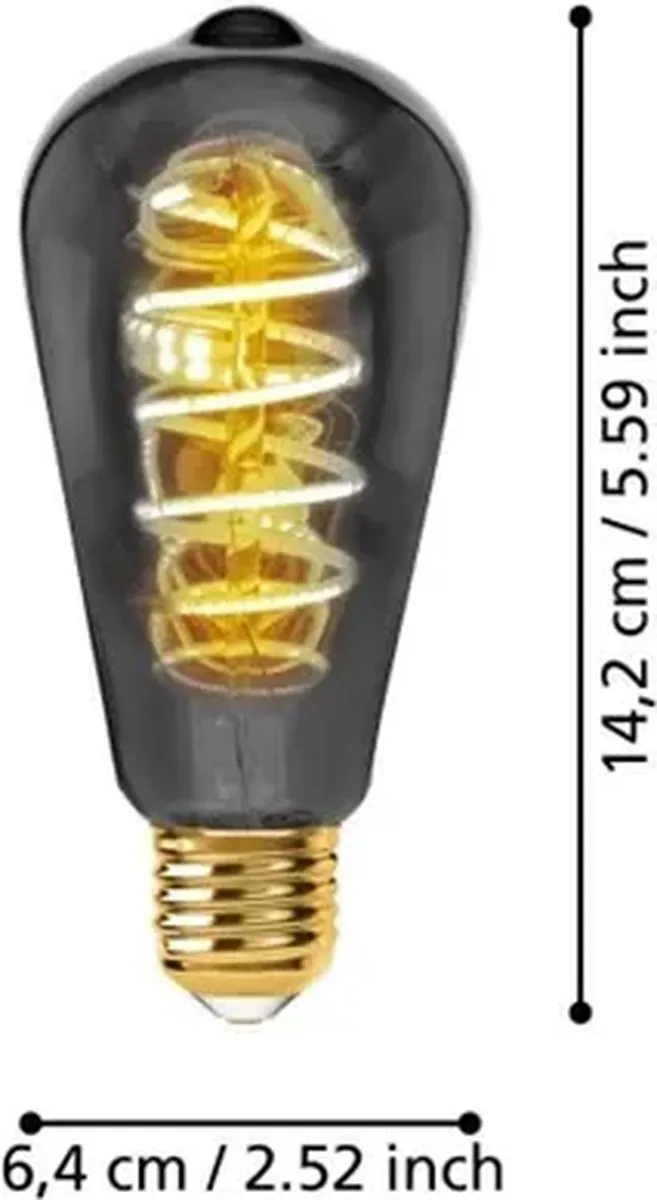 Eglo LED Lamp ST64 E27 Rookglas 2000K - 4W - Ø6,4cm - afbeelding 6 van 6