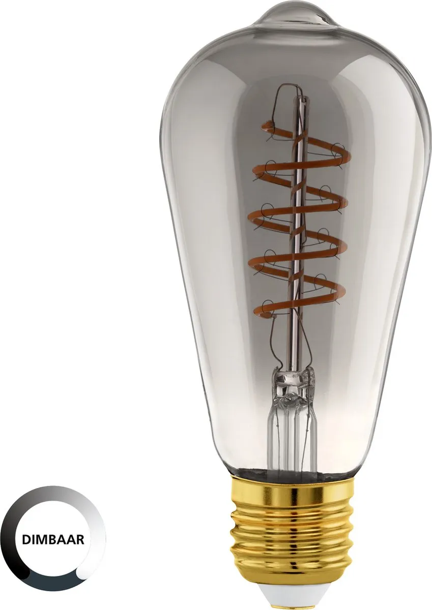 Eglo LED Lamp ST64 E27 Rookglas 2000K