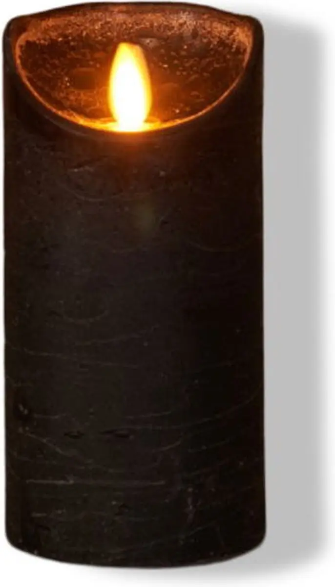 Anna's Collection LED Kaars Zwart H15xD7,5cm - Warm wit licht