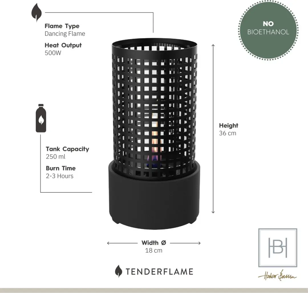 Tenderflame Camps Bay Sfeerhaard - 500W - Zwart
