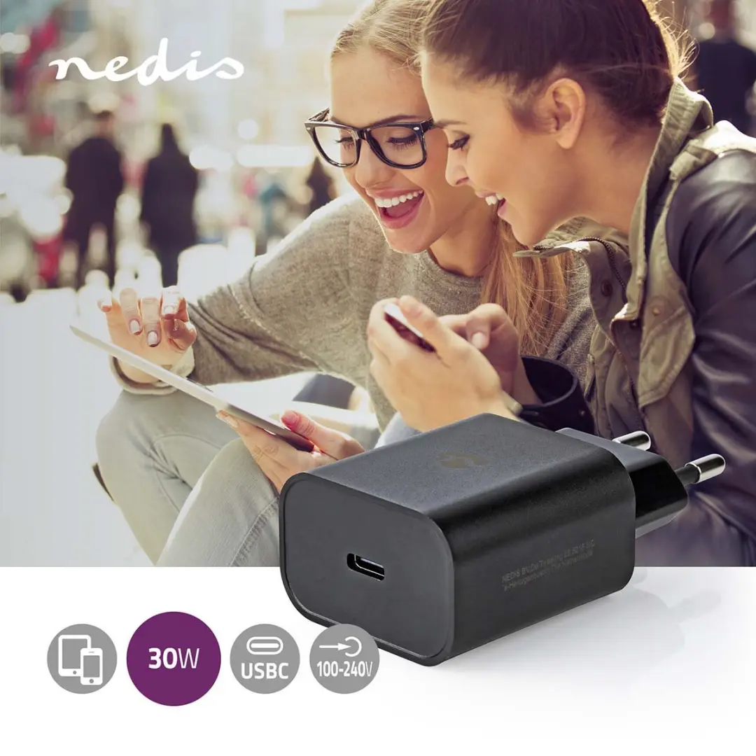 Nedis WCQC402ABK Oplader 30W USB-C - Zwart