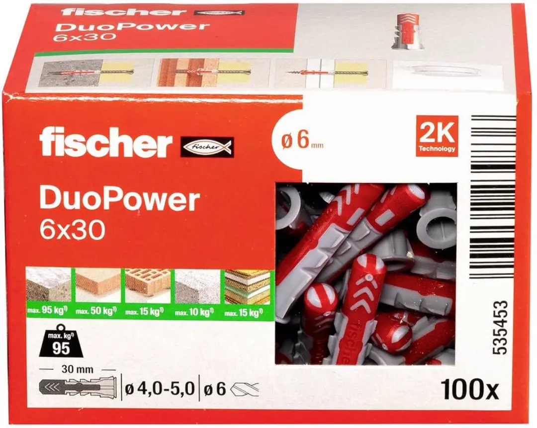 Fischer DuoPower 6x30 Pluggen - 100 Stuks