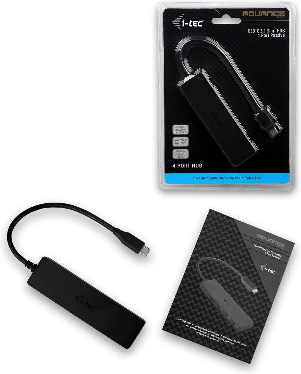 I-tec C31HUB404 USB-C Hub 4 Poorten - Zwart
