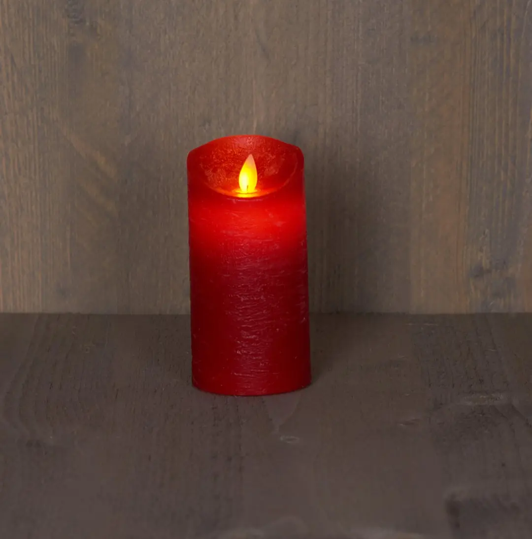 Anna's Collection LED Kaars Rood H15xD7,5cm - Warm wit licht