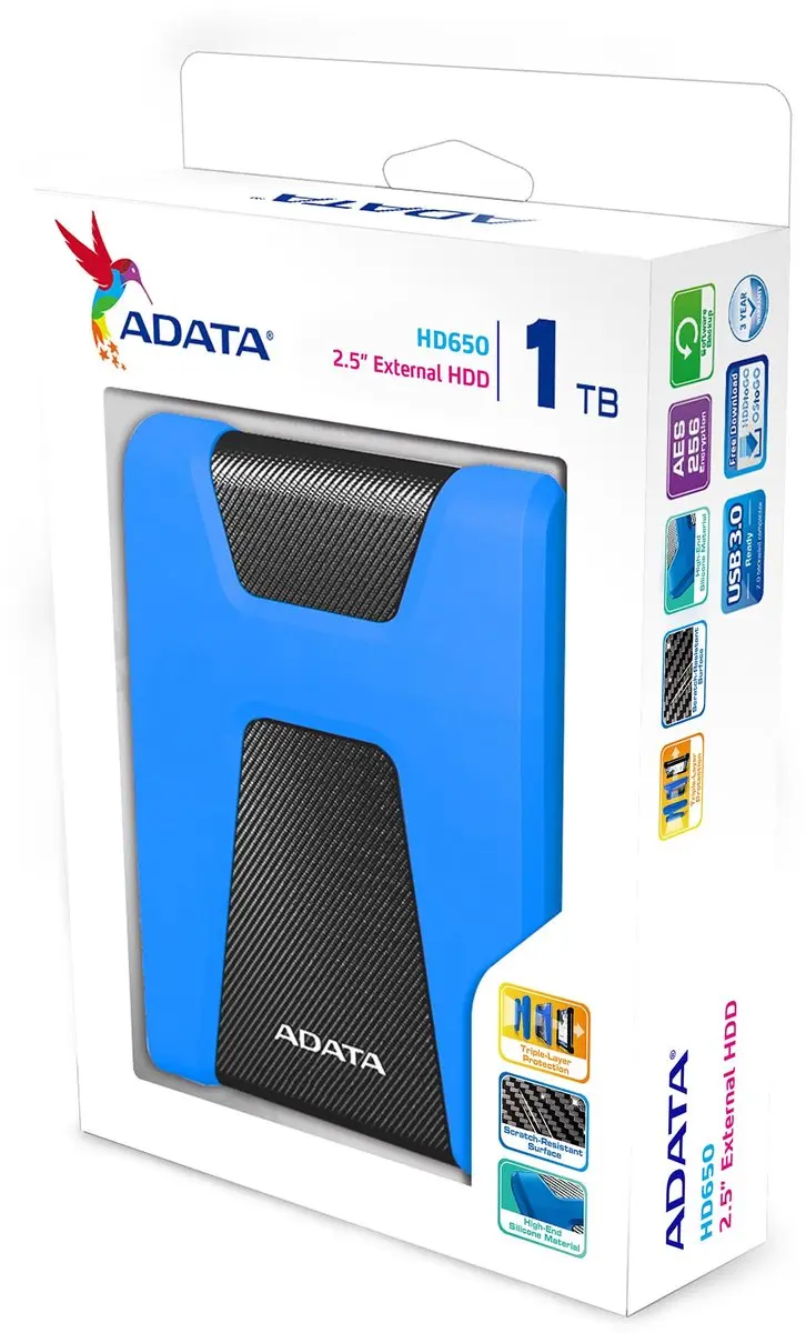 ADATA DashDrive HD650 Externe Harde Schijf 1TB - Blauw