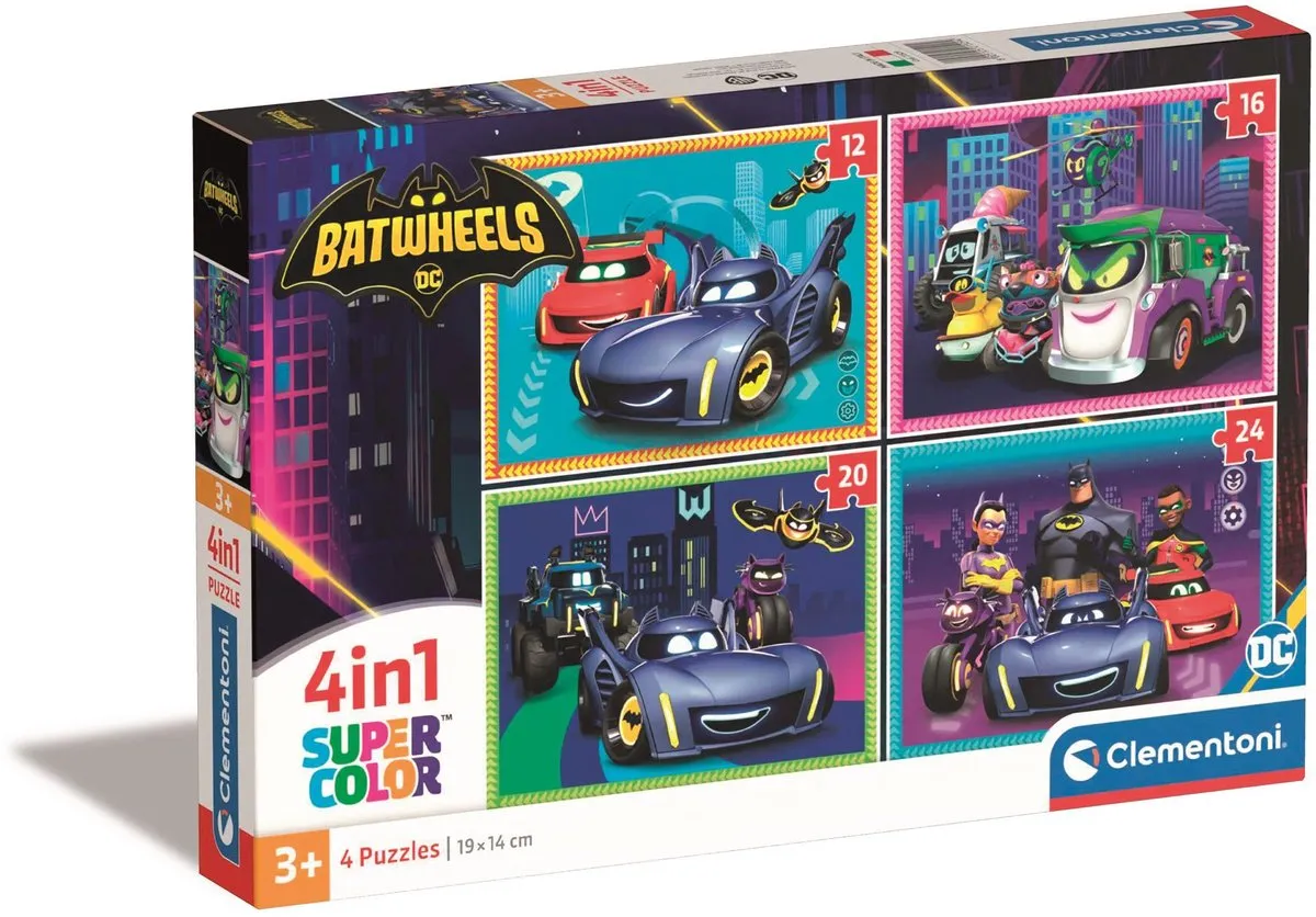 Clementoni Batwheels Kinderpuzzel 4-in-1 - 72 Stuks - Multicolor