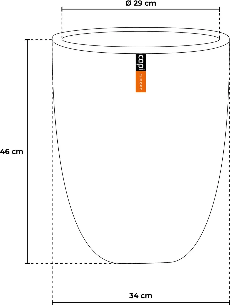 Capi Europe KBL782 Vaas Smooth - 36x48cm Zwart