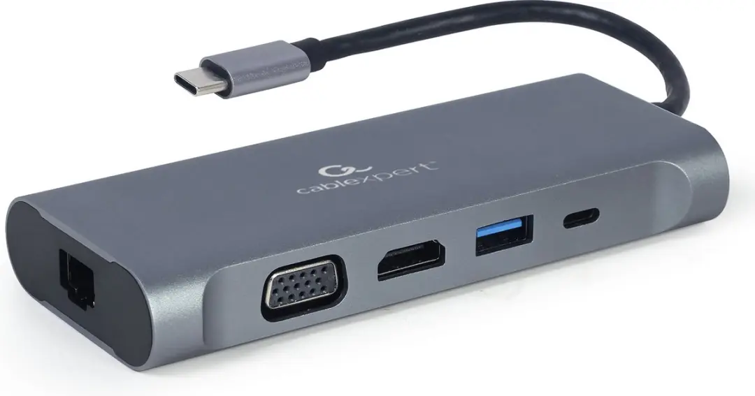Cablexpert USB-C Multi-Poort 7-in-1 A-CM-COMBO7-01 - Donkergrijs-Zwart