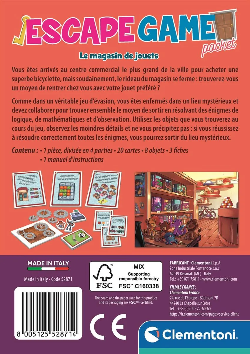 Clementoni Escape Game Kaartspel 52871 - 1 Stuk