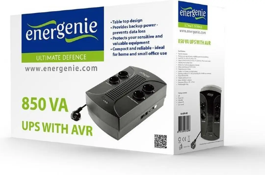 Gembird EnerGenie EG-UPS-002 UPS 850VA - 4 Stopcontacten - afbeelding 6 van 6