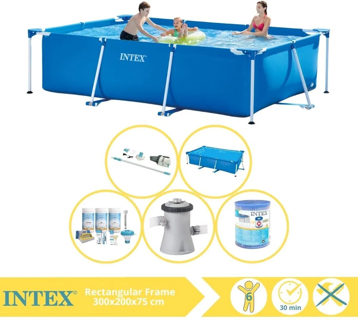 Intex 28272NP Opzetzwembad 300x200x75cm - Blauw/Wit