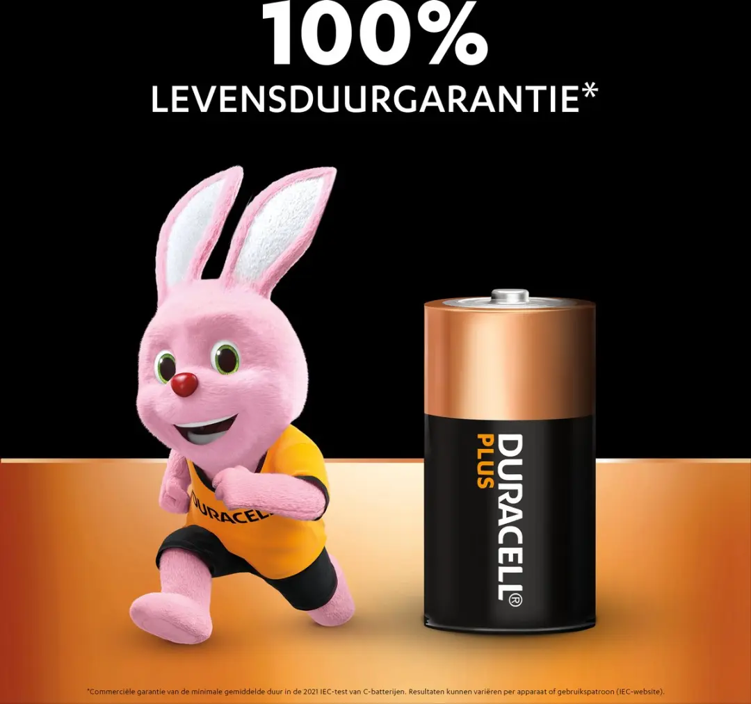 Duracell Plus C Alkaline Batterijen 1,5V - 2 Stuks